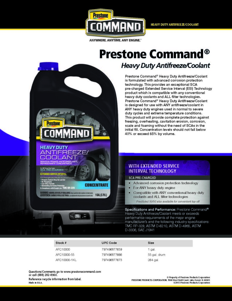 Prestone Command Heavy Duty Antifreeze Coolant Goldcrest 9156